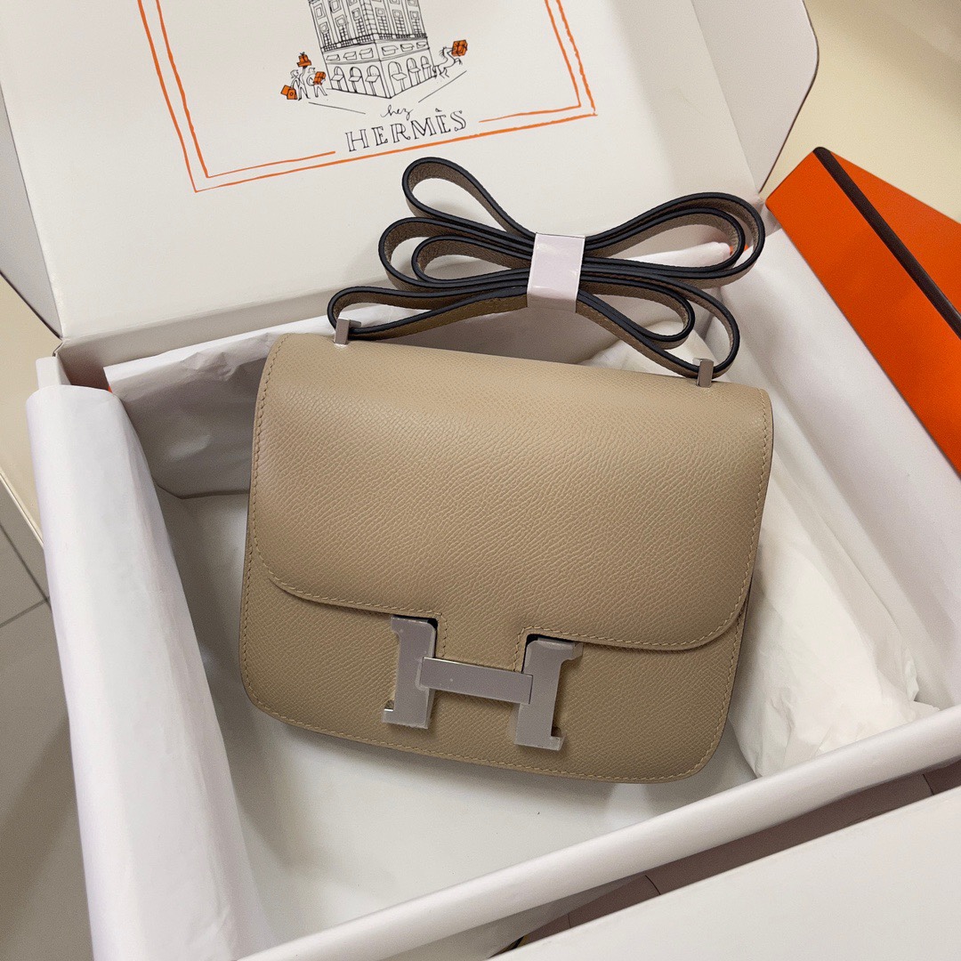 Hermes Constance 18 Mini Shoulder Bag In Trench Epsom Leather